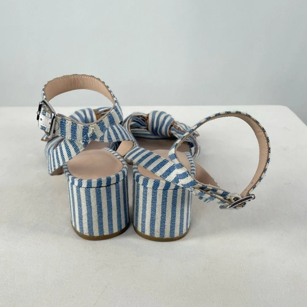 Loeffler Randall Jill Knotted Striped Sandal in Blue White‎ Size 7